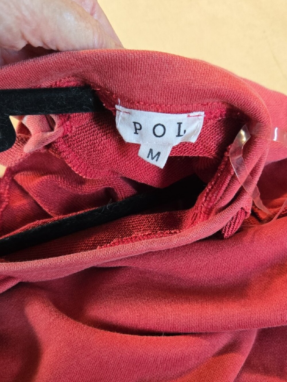P123 NWT POL Crewneck Sweatshirt Criss Cross Back Cutout Raglan Seam Distressed - Picture 12 of 14